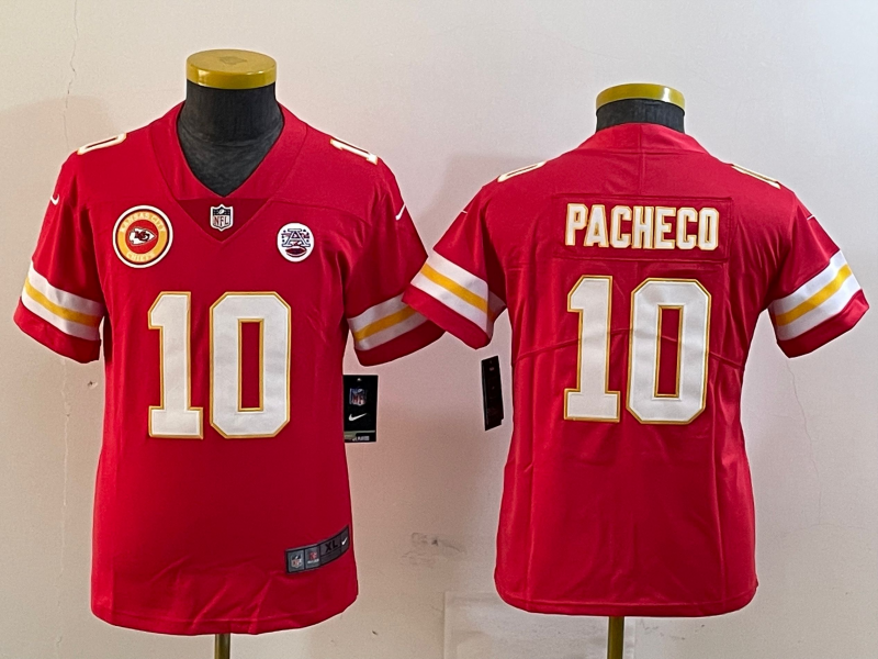 Youth 2025 Kansas City Chiefs #10 Pacheco red Nike NFL jersey style 32->youth nfl jersey->Youth Jersey